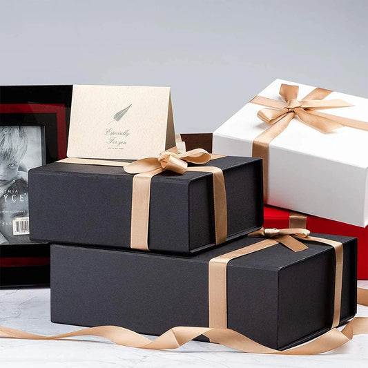 Luxury Black Gift Box with Lid & Ribbon – Proposal, Bridesmaid & Graduation Gift