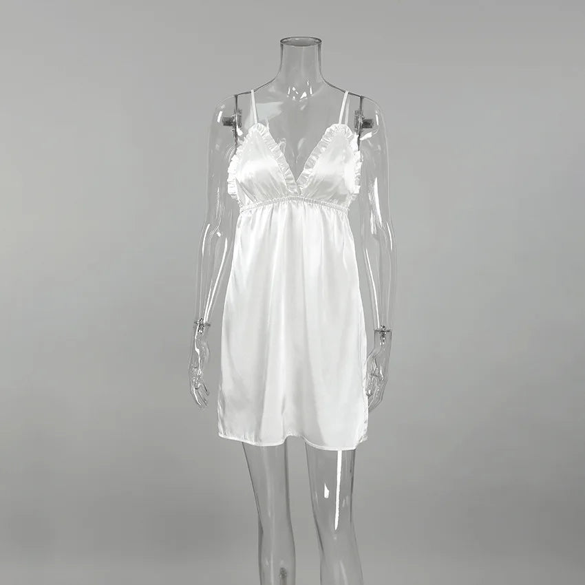 Luxury Satin Sleepwear Set for Women – V-Neck Silk Robe & Slip Nightdress with Feather Trim (2-Piece)