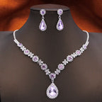 Purple Rhinestone Bridal Jewelry Set
