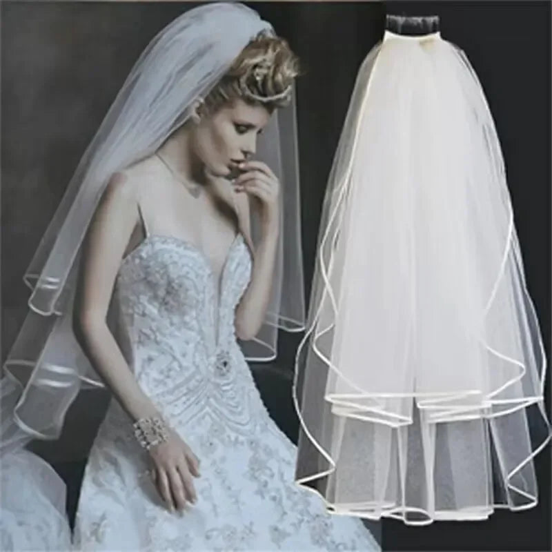 Ribbon Edge Cascade Bridal Veil