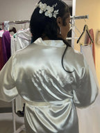 White Feather Trim Bridal Robe