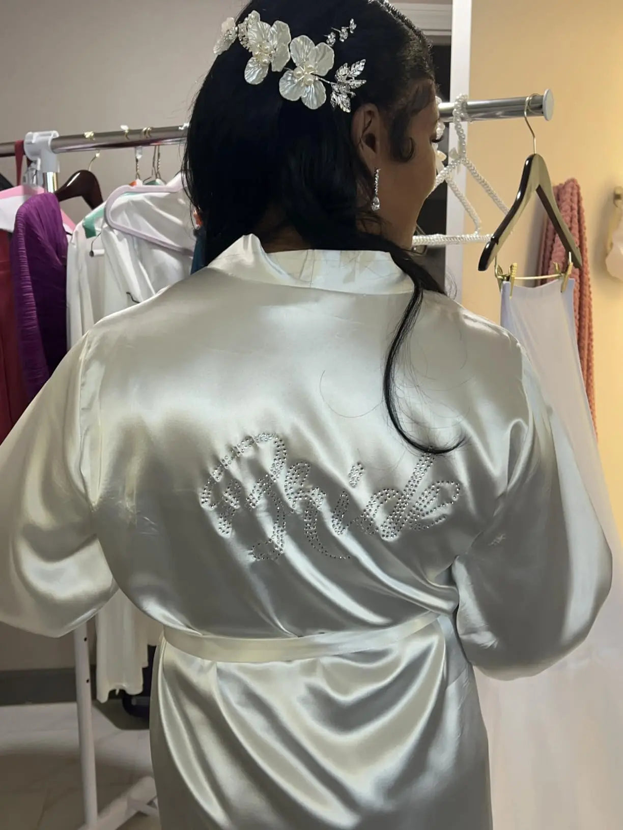 White Feather Trim Bridal Robe