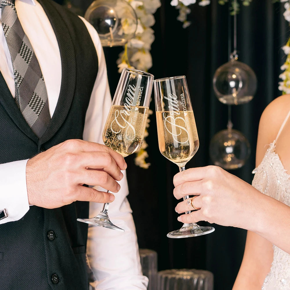 Personalized Mr & Mrs Champagne Flutes