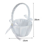 White Lace Pearl Flower Girl Basket