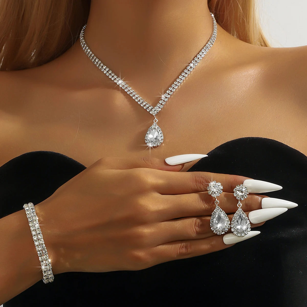 Water Drop Wedding Jewelry Set