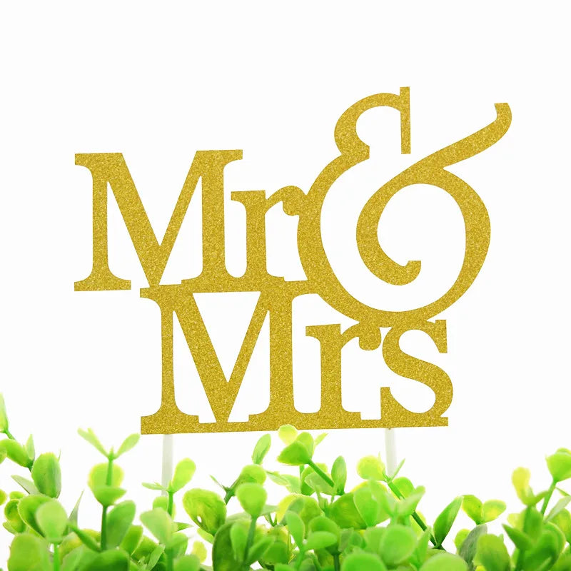 Gold & Silver Mr & Mrs Cake Topper