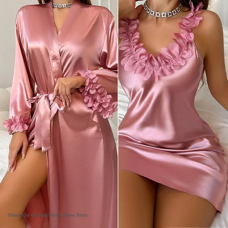 Bride Lace Satin Robe Set