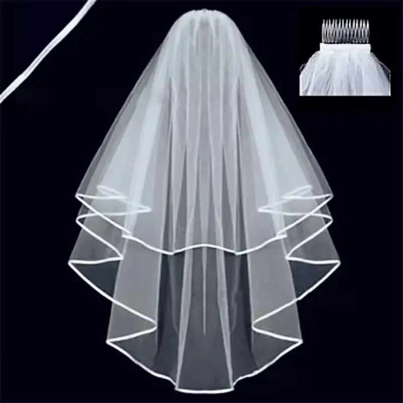 Ribbon Edge Cascade Bridal Veil