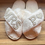 Personalized Pearl Bridal Slippers