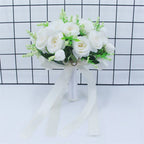 White Silk Rose Bridal Bouquet