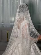 Sequined Lace Bridal Veil
