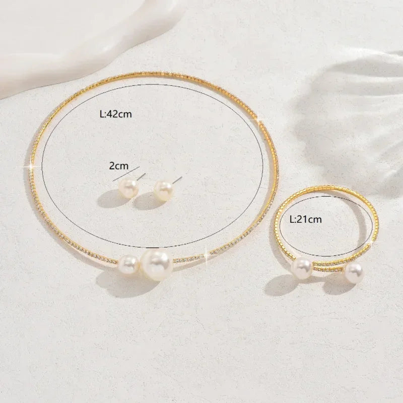 Pearl & Rhinestone Bridal Jewelry Set