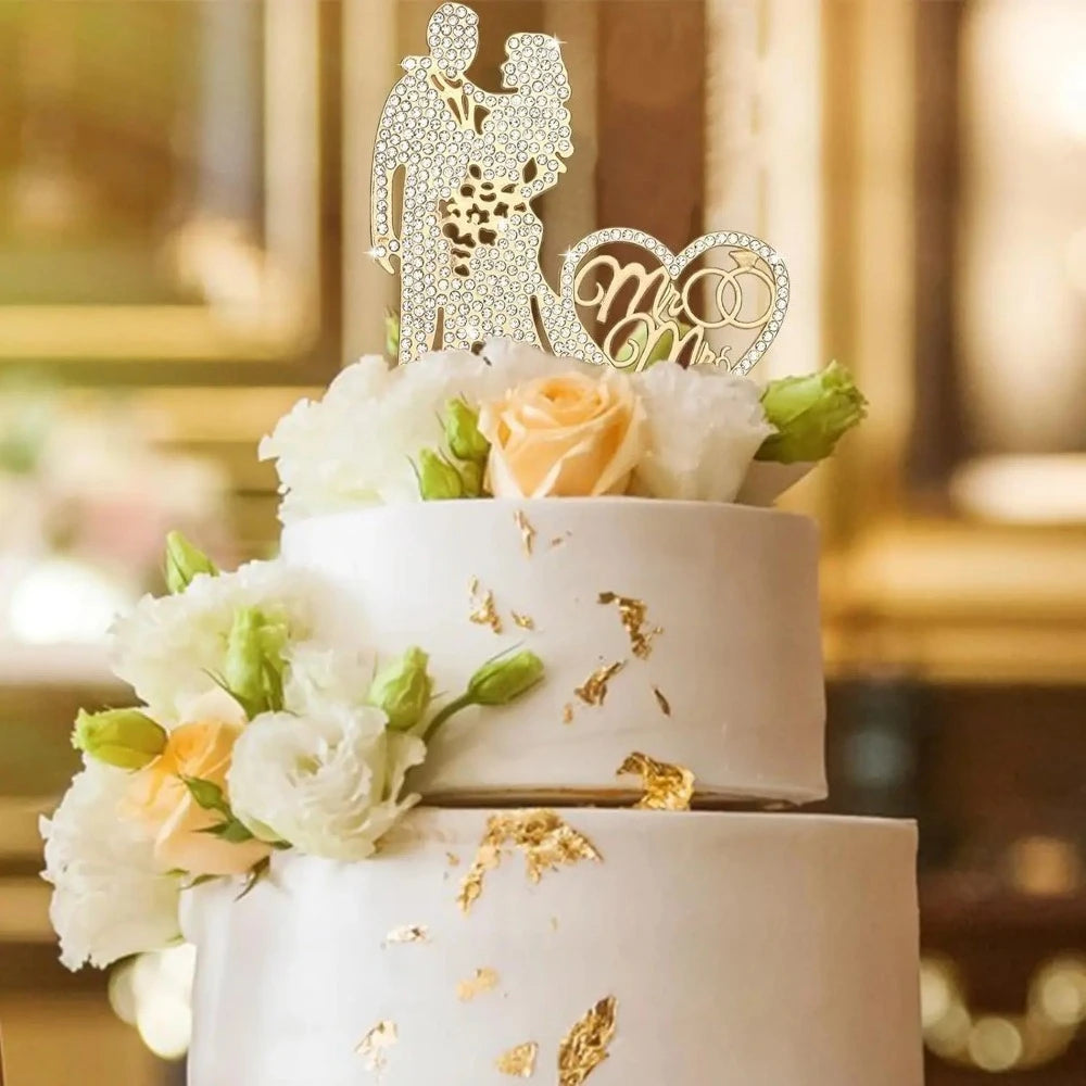 Crystal Rhinestone “Mr & Mrs” Cake Topper