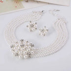 Multi-Layer Pearl Bridal Necklace Set