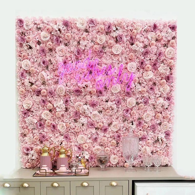 Silk Rose & Peony Flower Wall Panel