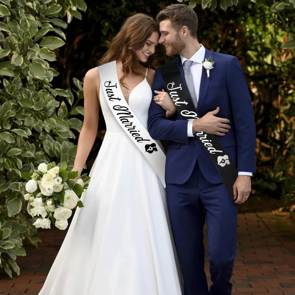 Just Married Party Sash Set
