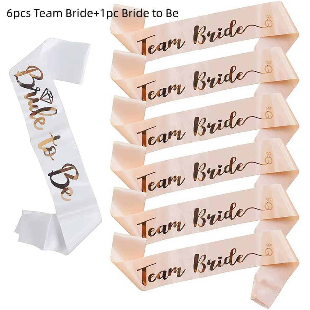 Rose Gold “Team Bride” Satin Sash – Bride To Be Bachelorette Party Accessory