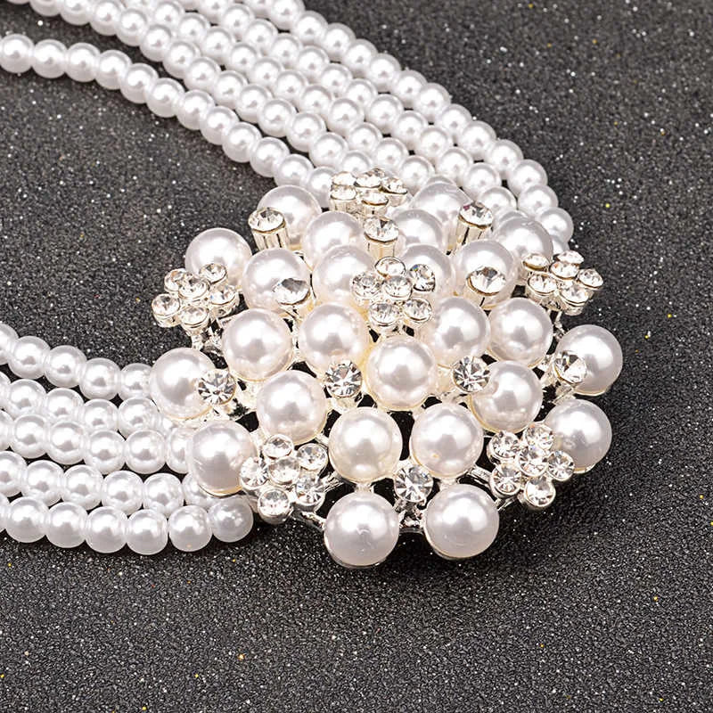 Multi-Layer Pearl Bridal Necklace Set