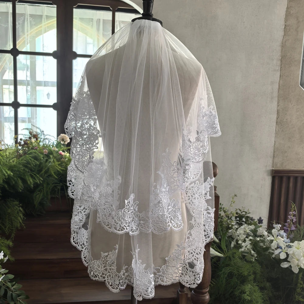 Lace Appliqué Bridal Veil