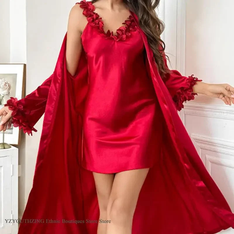 Bride Lace Satin Robe Set
