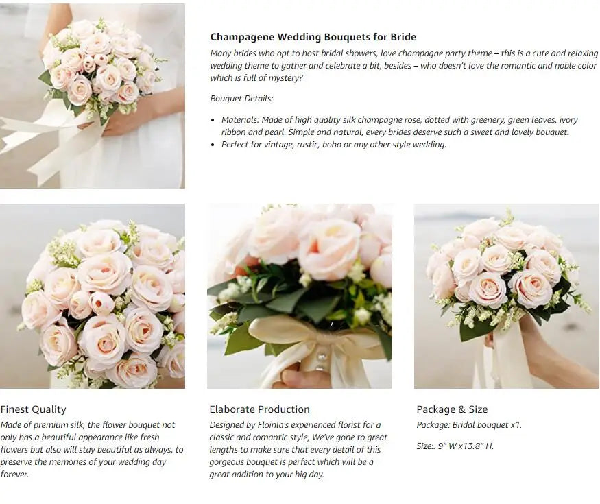 White Silk Rose Bridal Bouquet