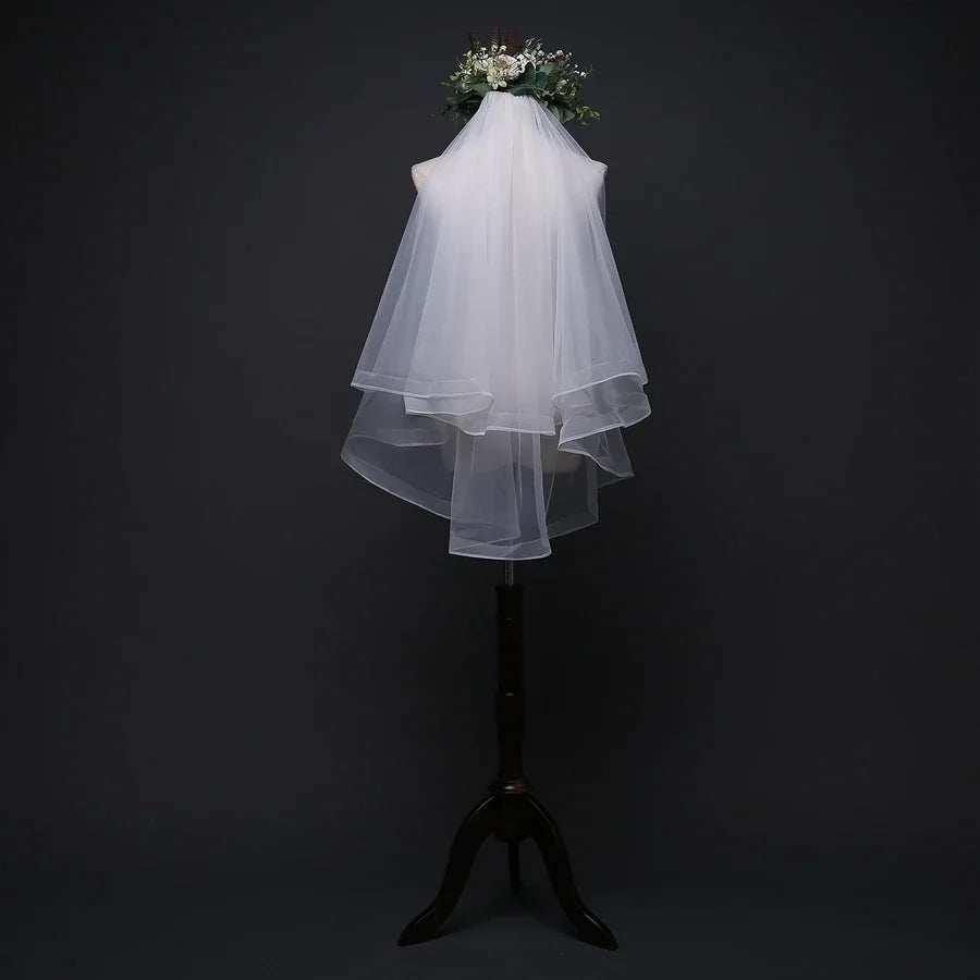 White Ribbon Edge Bridal Veil