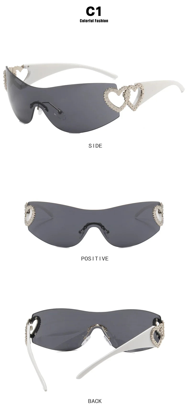 Heart Temple Y2K Sunglasses