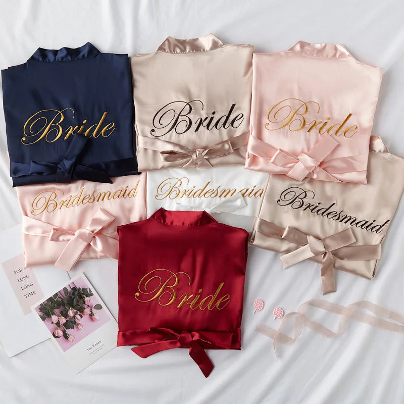 Bridal Satin Kimono Robe
