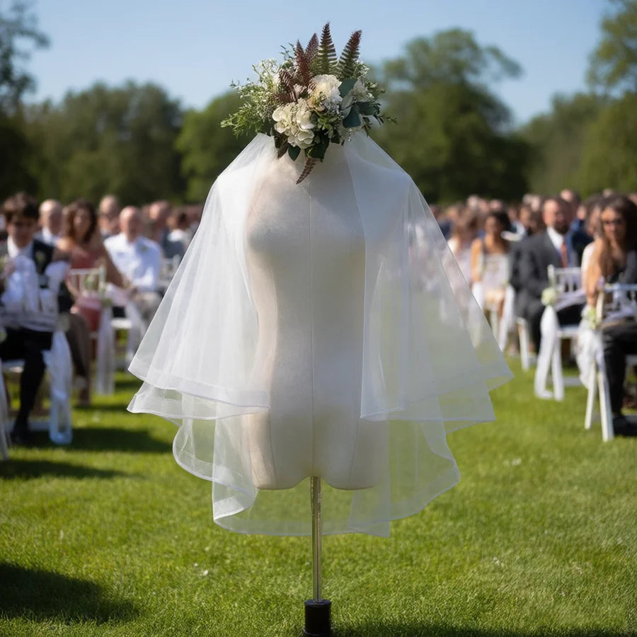 White Ribbon Edge Bridal Veil