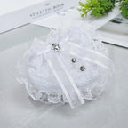 White Lace Pearl Flower Girl Basket