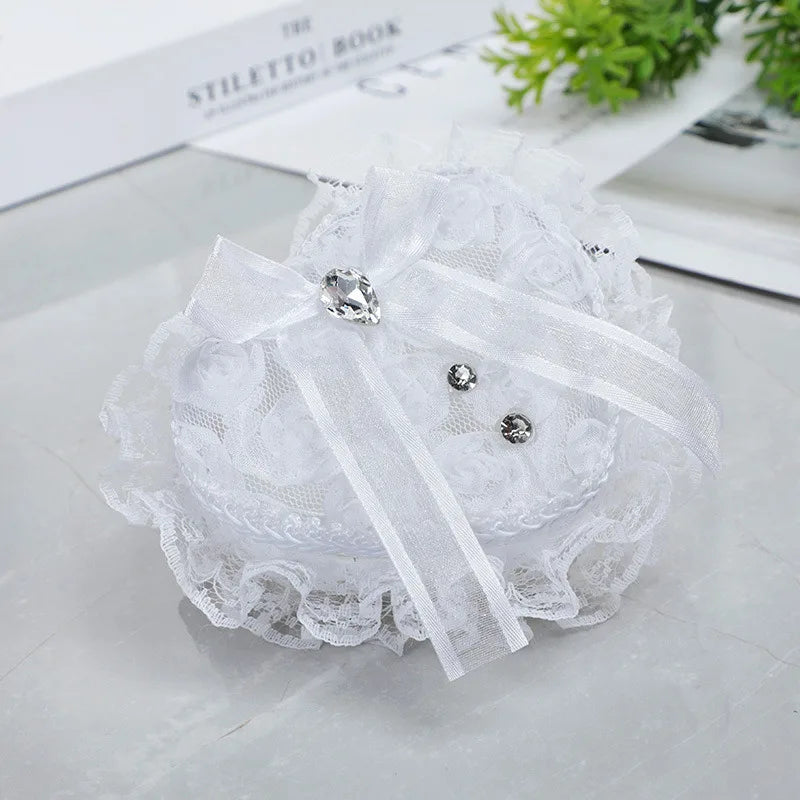 White Lace Pearl Flower Girl Basket
