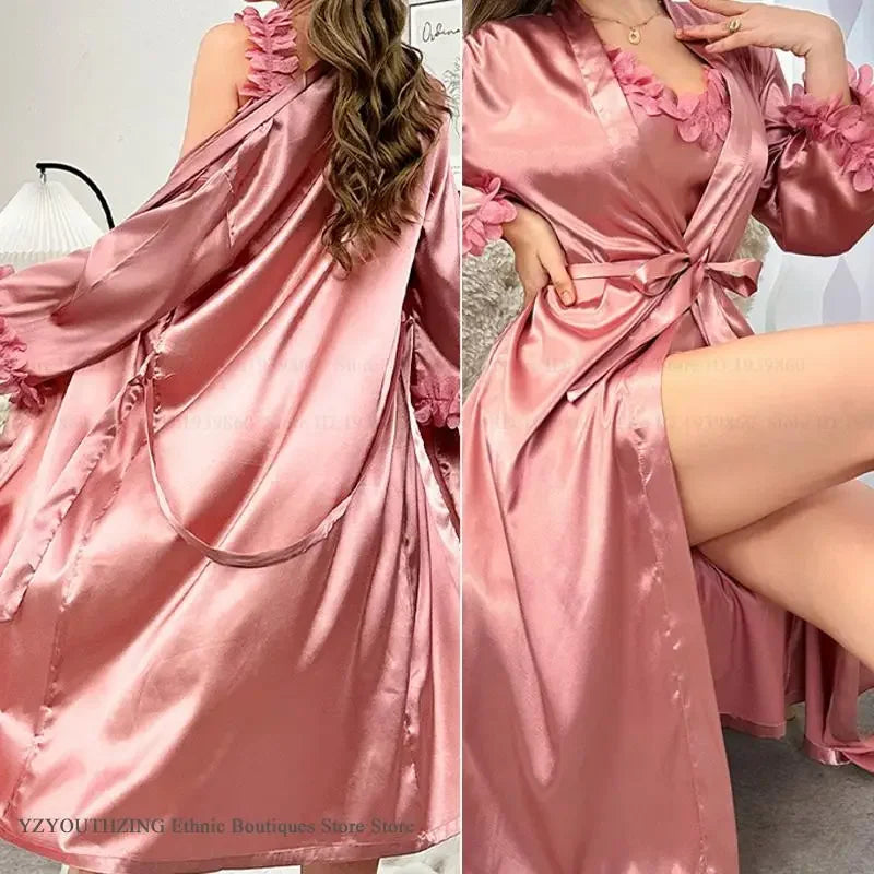 Bride Lace Satin Robe Set