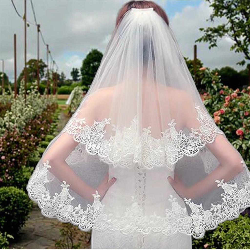 Lace Appliqué Bridal Veil