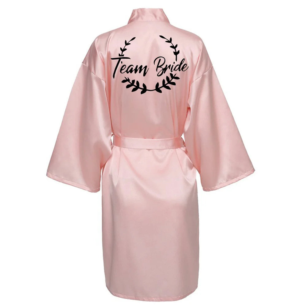 Team Bride Satin Kimono Robe