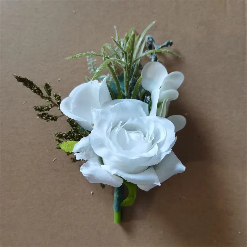 Beige Rose Wedding Boutonniere