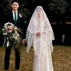 Face-Covered Long Bridal Veil